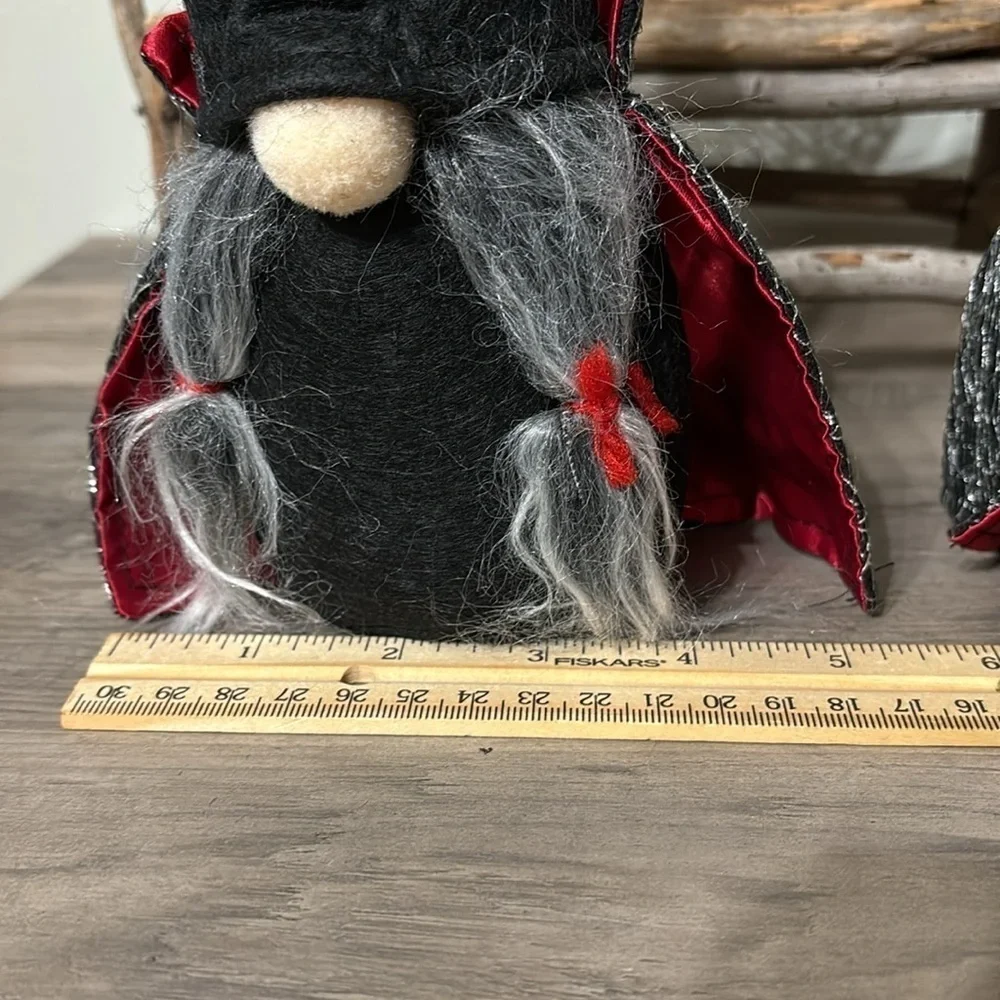 NWOT TWO PLUSH HALLOWEEN VAMPIRE WITCH GNOMES WITH CAPES